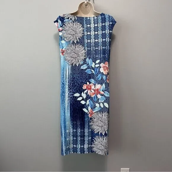 Chico's Blue Floral Print Sleeveless Dress Size 0/Small - Picture 3 of 6